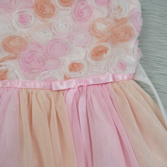 JONA MICHELLE Pink Floral Rosette Tulle Tutu Dress Ballerina Flower Girls Size 7 - Picture 3 of 12